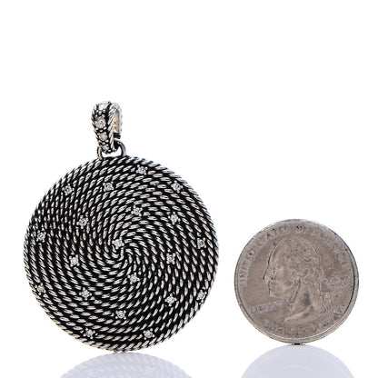 David Yurman Sterling Silver Diamond Large Cable Coil Pendant 2 of 4