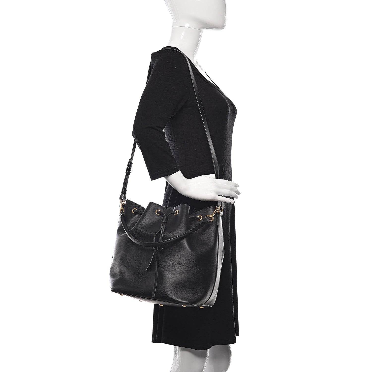 Saint Laurent Calfskin Large Emmanuelle Bucket Bag Black 2 of 8
