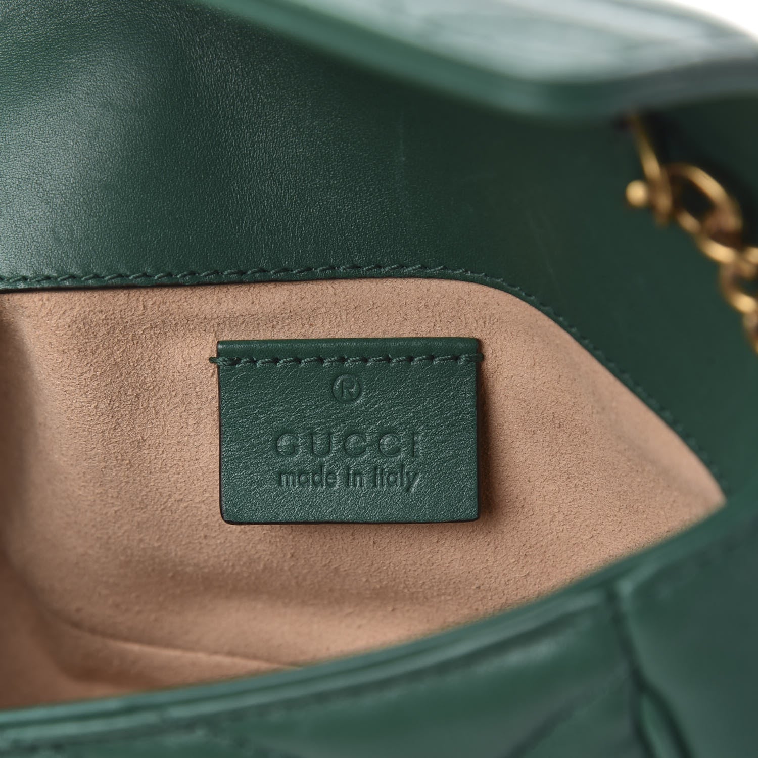 Gucci Calfskin Matelasse Super Mini GG Marmont Shoulder Bag Emerald Green 6 of 13