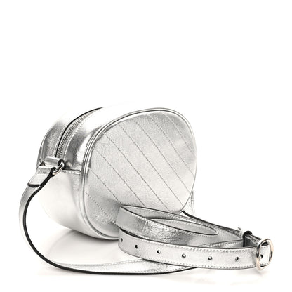 Gucci Metallic Sakai Be Green Calfskin Diagonal Stitched Mini Blondie Shoulder Bag Silver 3 of 10