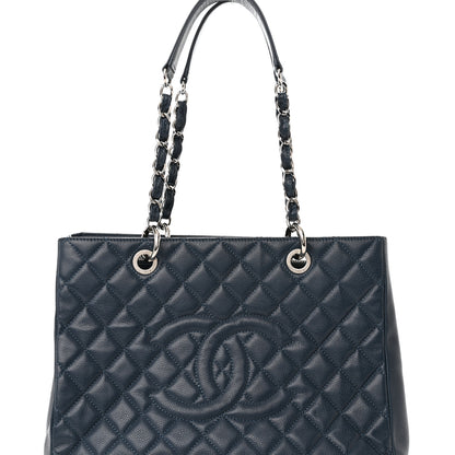 Chanel Caviar Quilted Grand Shopping Tote GST Dark Blue 8 of 10