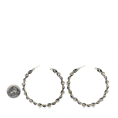 Chanel Lambskin Pearl CC Chain Hoop Earrings Gold Black 2 of 5