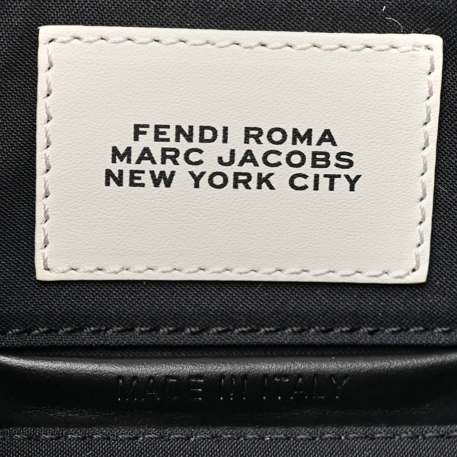 Fendi X MARC JACOBS Nappa Vitello King Logo Print Phone Baguette White Black 6 of 10