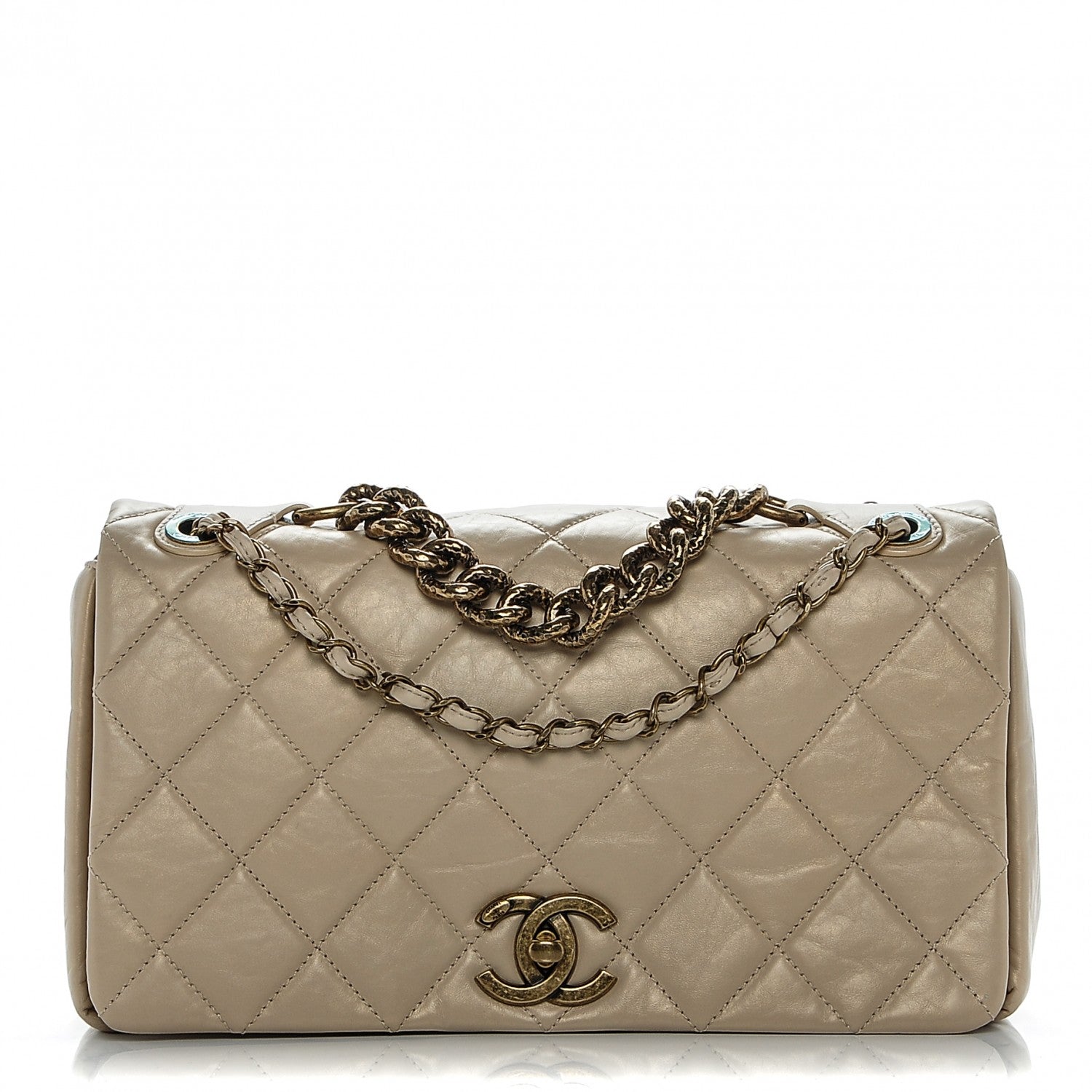Chanel Calfskin Quilted Medium Pondichery Flap Beige 8 of 8