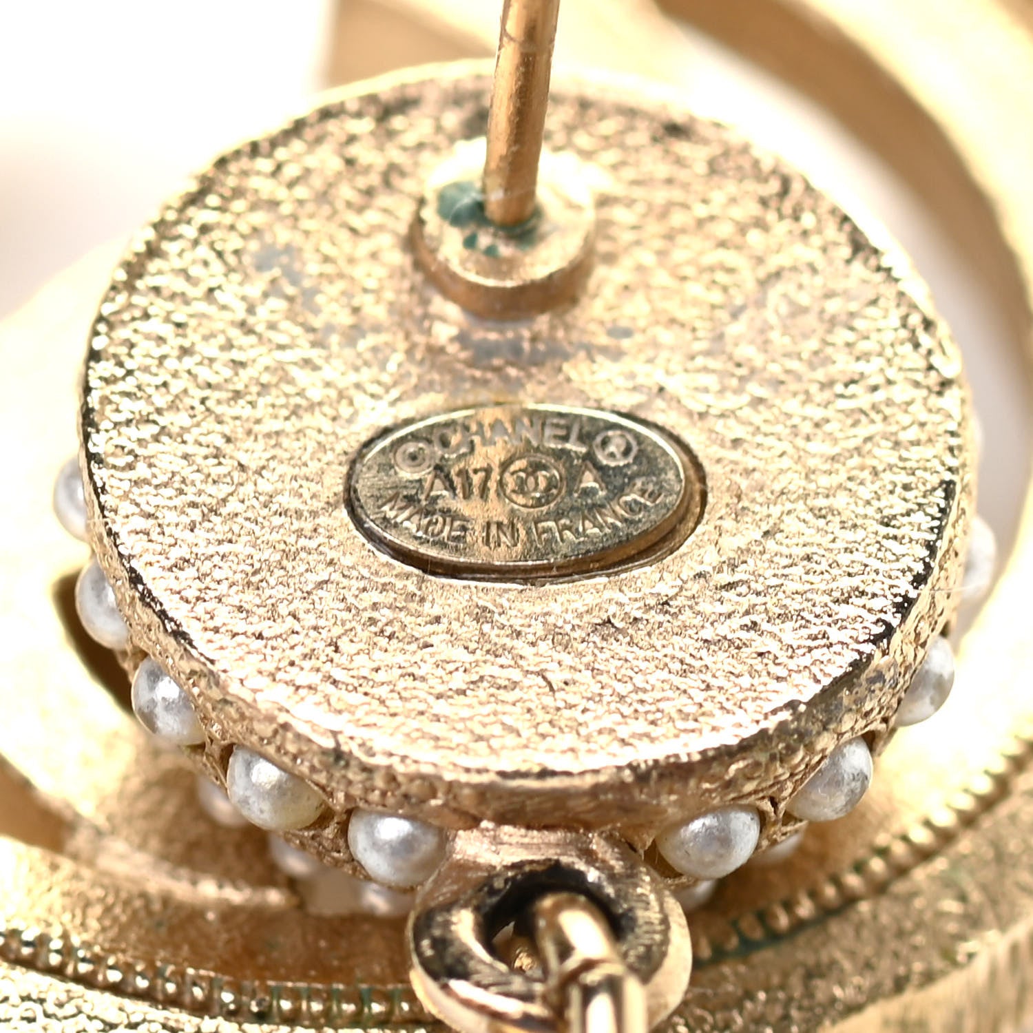 Chanel Pearl CC Drop Earrings Light Gold 4 of 5