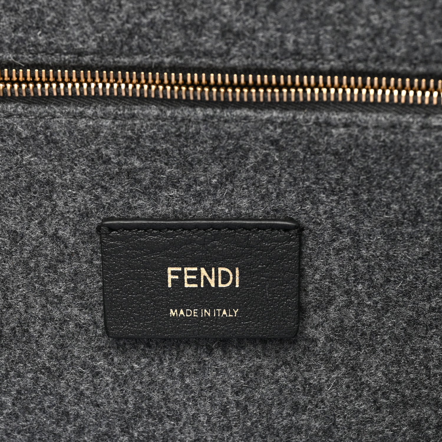 Fendi Melange Flannel Plexiglass Satin Logo Embroidered Threaded Edge Large Fendi Sunshine Shopper Tote Grigio Black 6 of 9