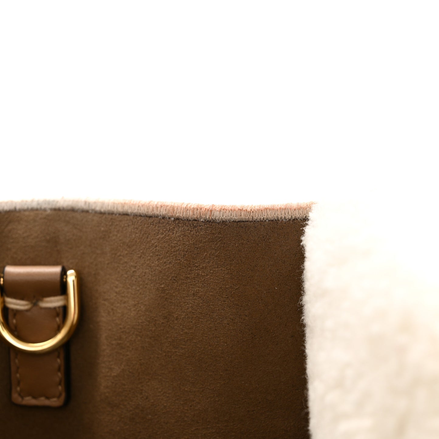 Shearling Vitello King Logo Medium Fendi Sunshine Shopper Tote White