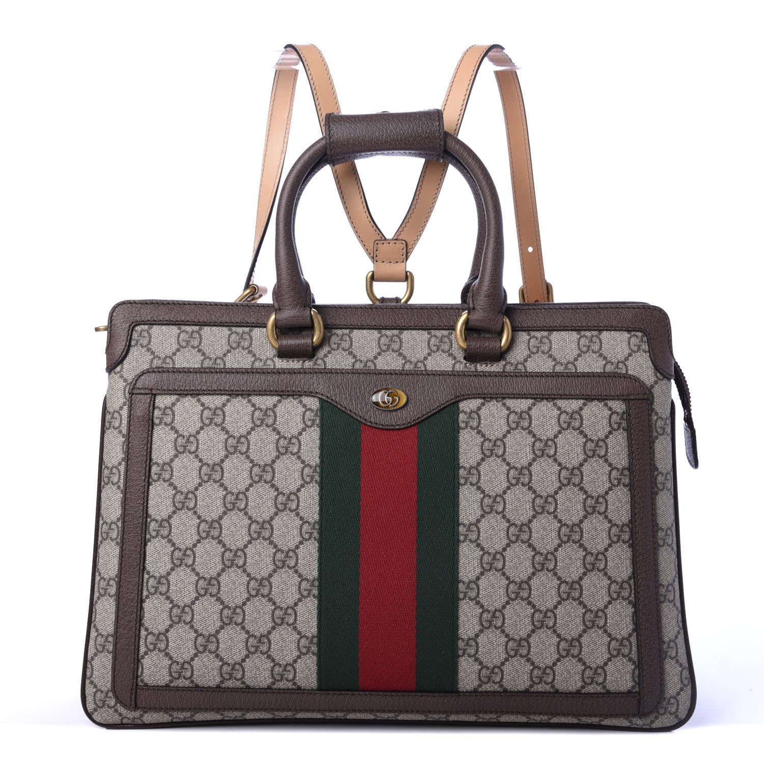 Gucci GG Supreme Monogram Web Ophidia Convertible Backpack Beige New Acero 1 of 9