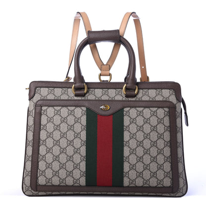 Gucci GG Supreme Monogram Web Ophidia Convertible Backpack Beige New Acero 1 of 9