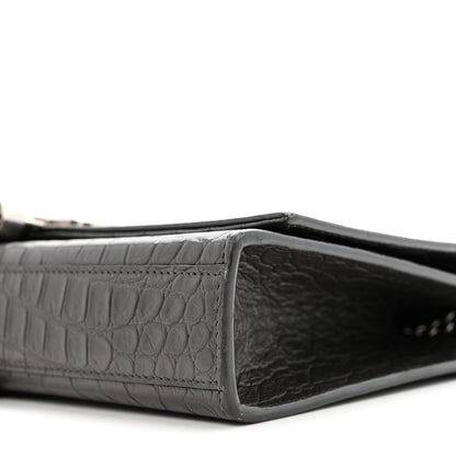 Saint Laurent Calfskin Crocodile Embossed Medium Classic Monogram Kate Tassel Satchel Storm 9 of 13