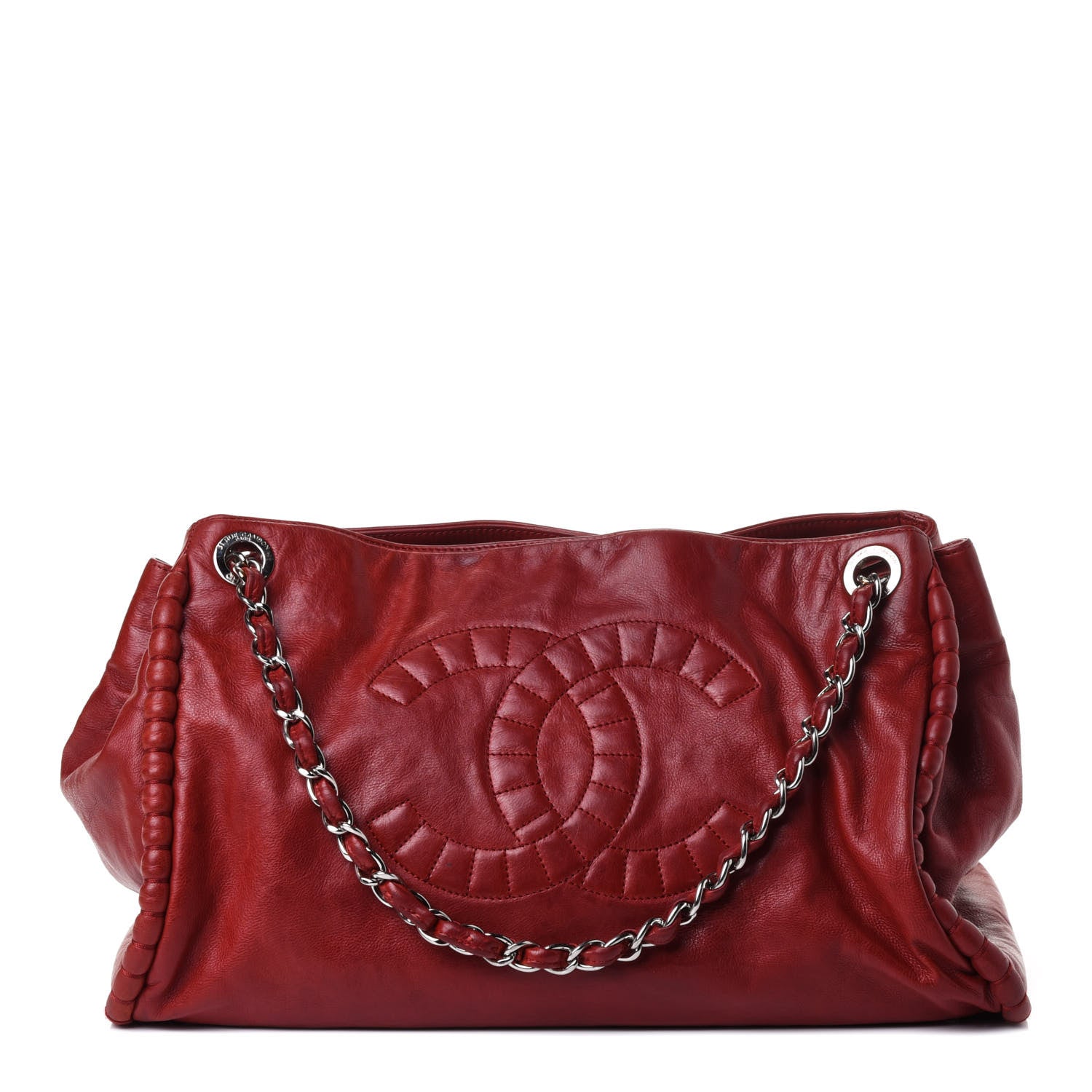 Chanel Calfskin On The Bund Open Accordion Tote Dark Red 1 of 5