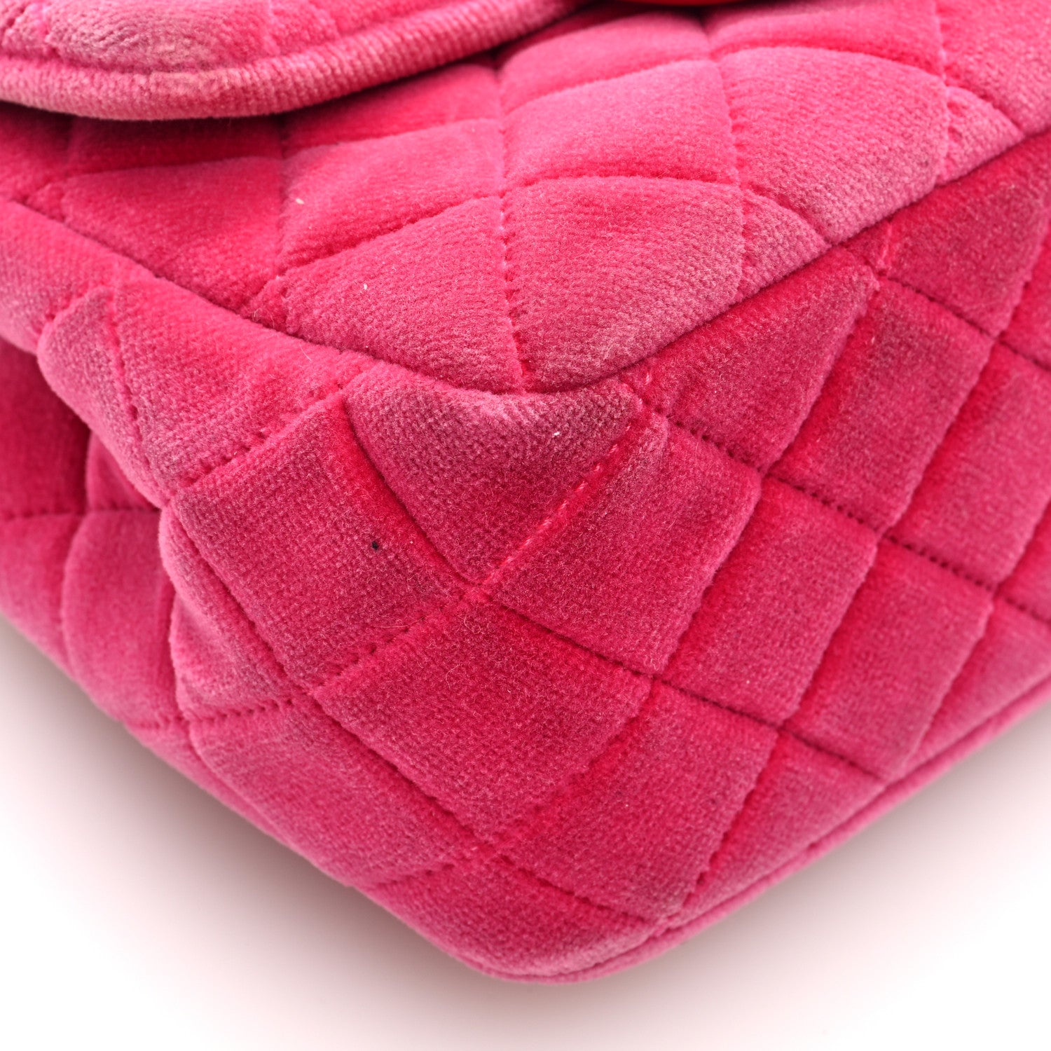 Chanel Velvet Quilted Mini Square Pearl Crush Flap Fuchsia 9 of 10