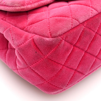 Chanel Velvet Quilted Mini Square Pearl Crush Flap Fuchsia 9 of 10