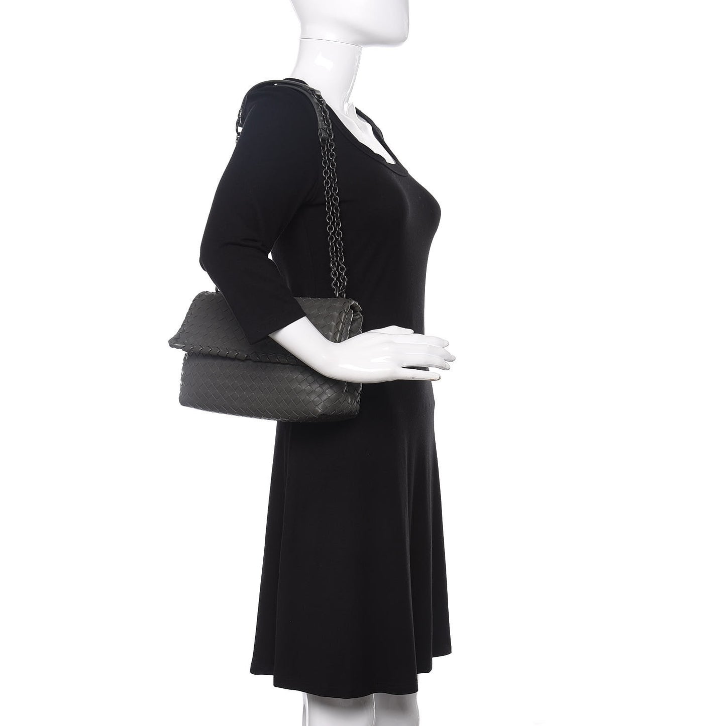 Nappa Intrecciato Baby Olimpia Shoulder Bag Light Grey