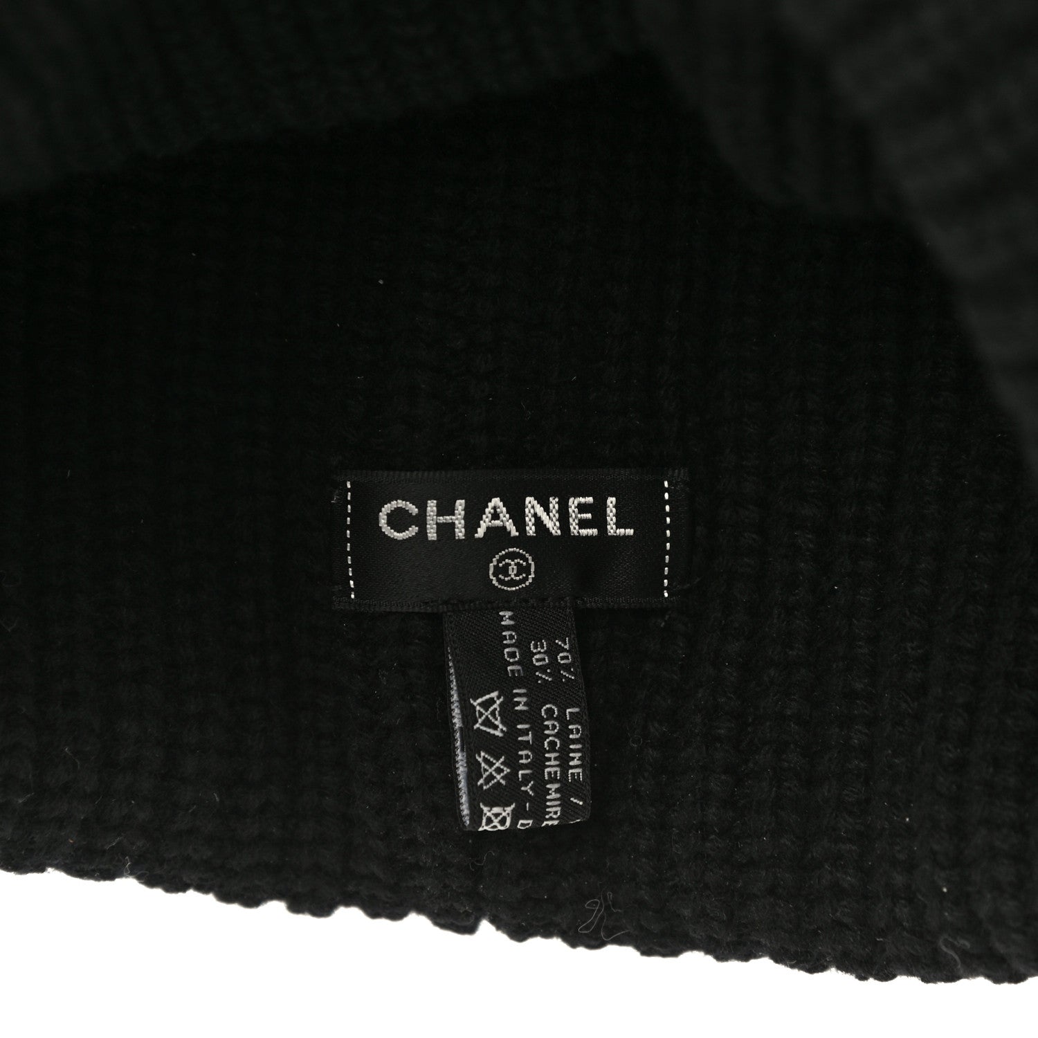 Chanel Wool Cashmere CC Beanie Hat Black White 7 of 10
