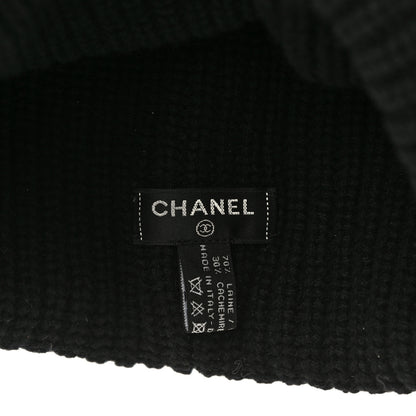 Chanel Wool Cashmere CC Beanie Hat Black White 7 of 10