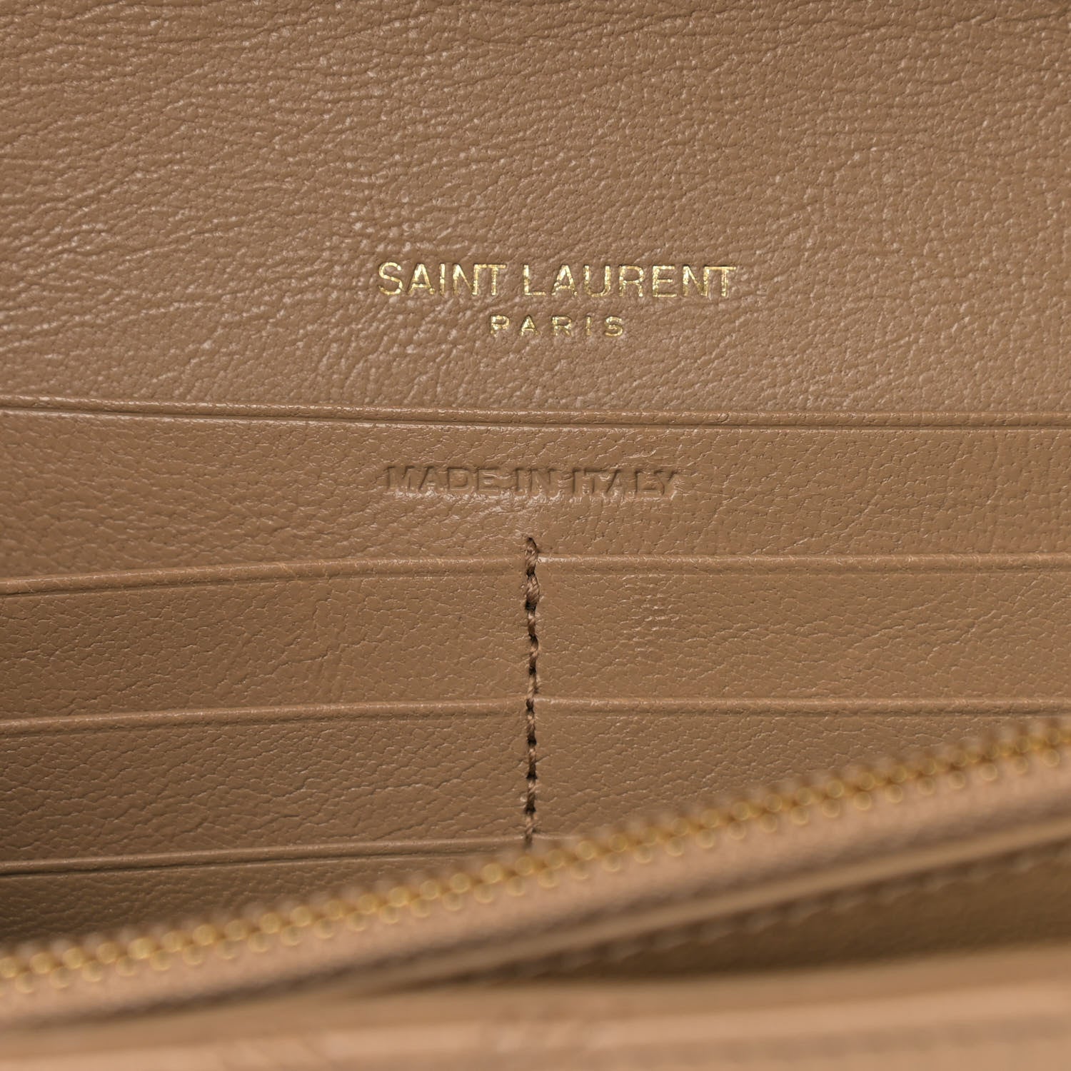 Saint Laurent Lambskin Diamond Quilted Becky Chain Wallet Gold Sand 5 of 8