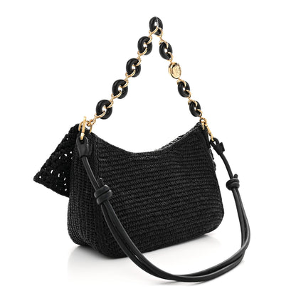 Loewe Raffia Donut Chain Medium Ola Shoulder Bag Black 3 of 10