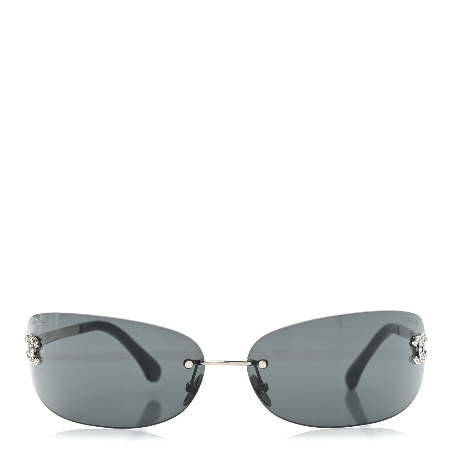 Metal Crystal CC Oval Sunglasses 71560 Black