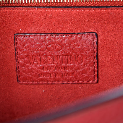 Valentino Garavani Pebbled Calfskin Medium Glam Lock Rockstud Flap Red 6 of 12