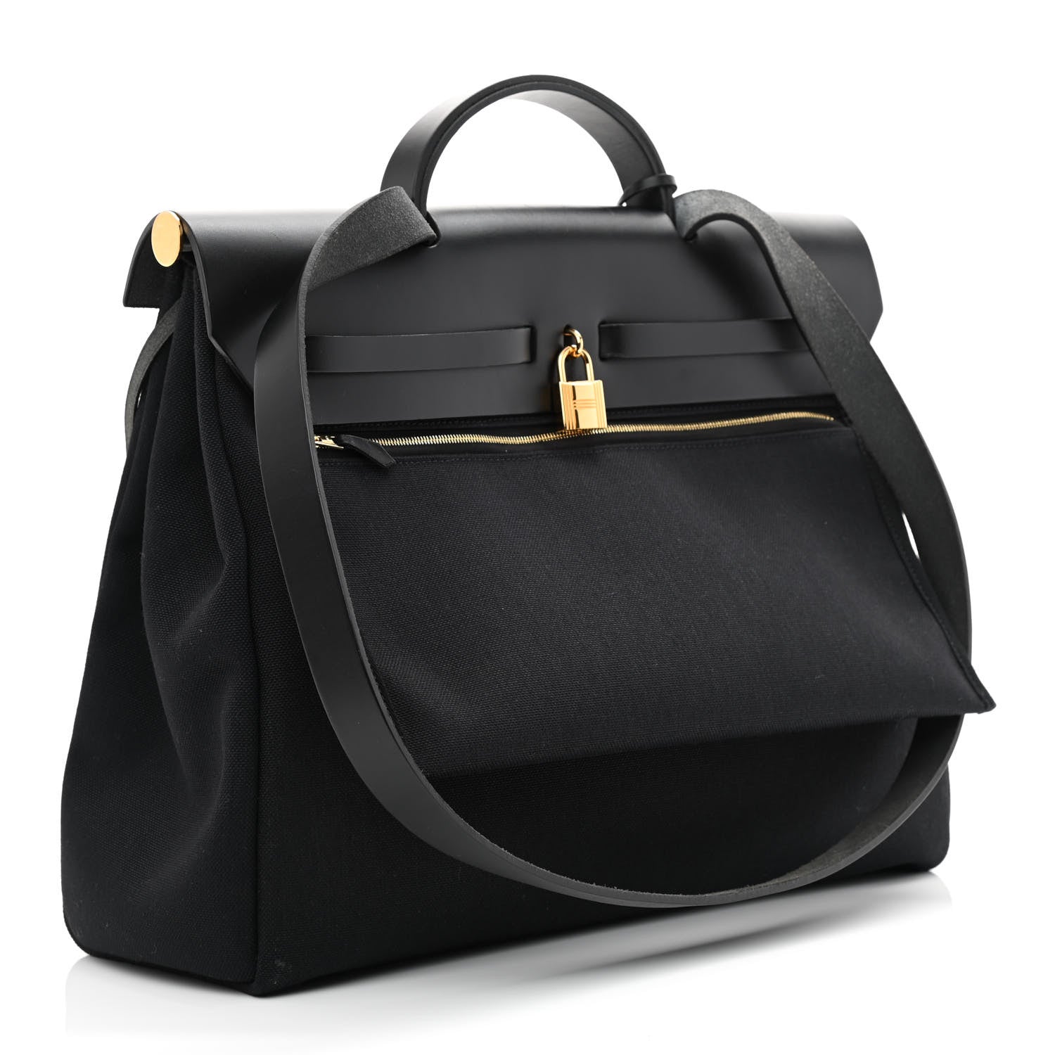 Hermes Toile Vache Calfskin Herbag 39 MM Black 4 of 15