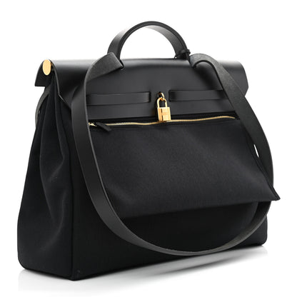 Hermes Toile Vache Calfskin Herbag 39 MM Black 4 of 15