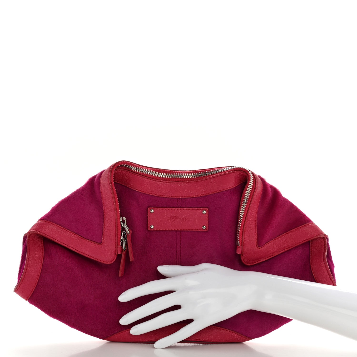 Alexander McQueen Calfskin Pony Hair De Manta Clutch Pink 2 of 11