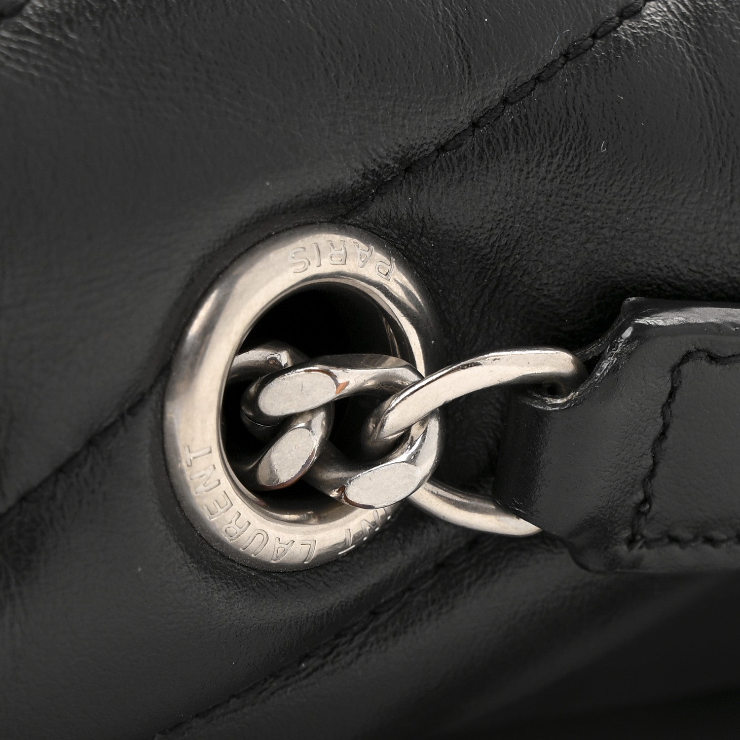 Saint Laurent Calfskin Y Quilted Monogram Medium Loulou Chain Satchel Black 24 of 25
