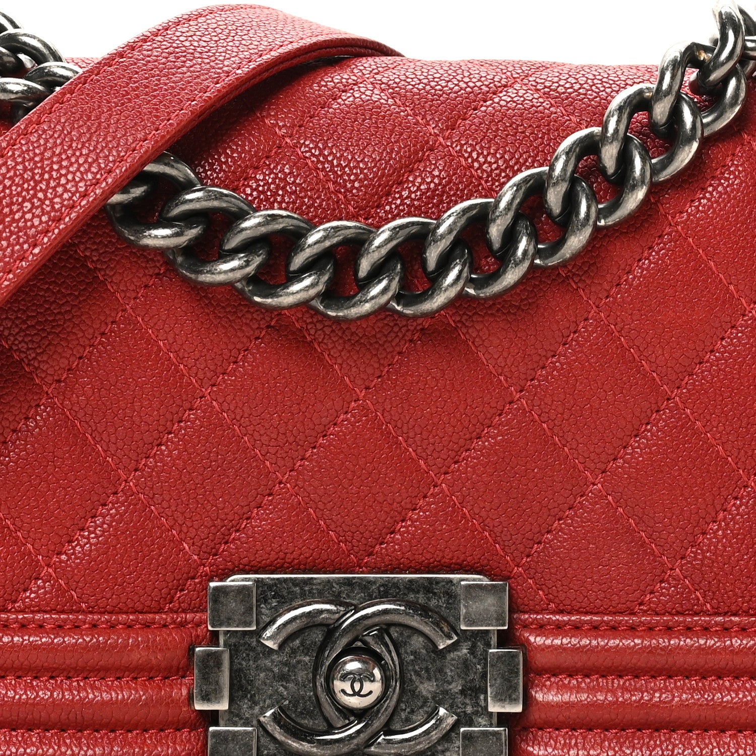 Chanel Caviar Quilted Small Boy Flap Dark Red 8 of 10