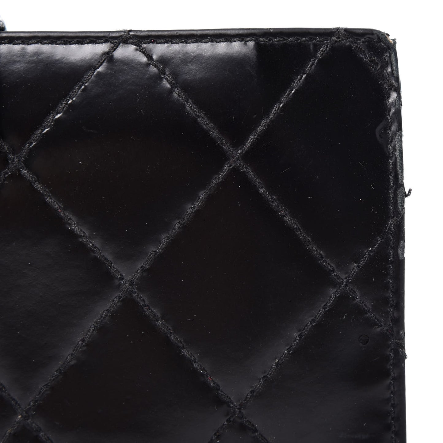 Glazed Calfskin Diamond Stitched French Wallet Black