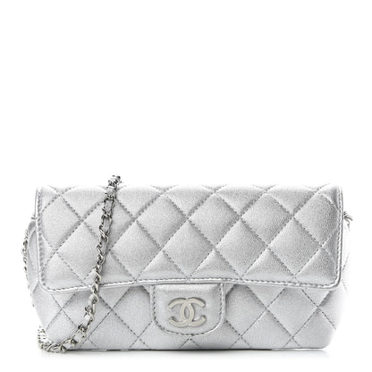 Chanel Metallic Lambskin Quilted Glasses Case With Chain Silver 1 of 11