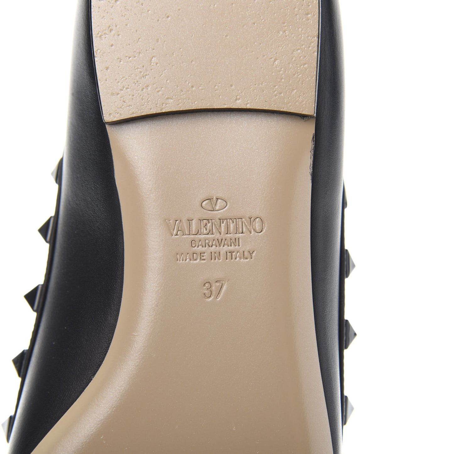 Calfskin Lacquered Monochrome Rockstud Ballerina Flats 37 Black