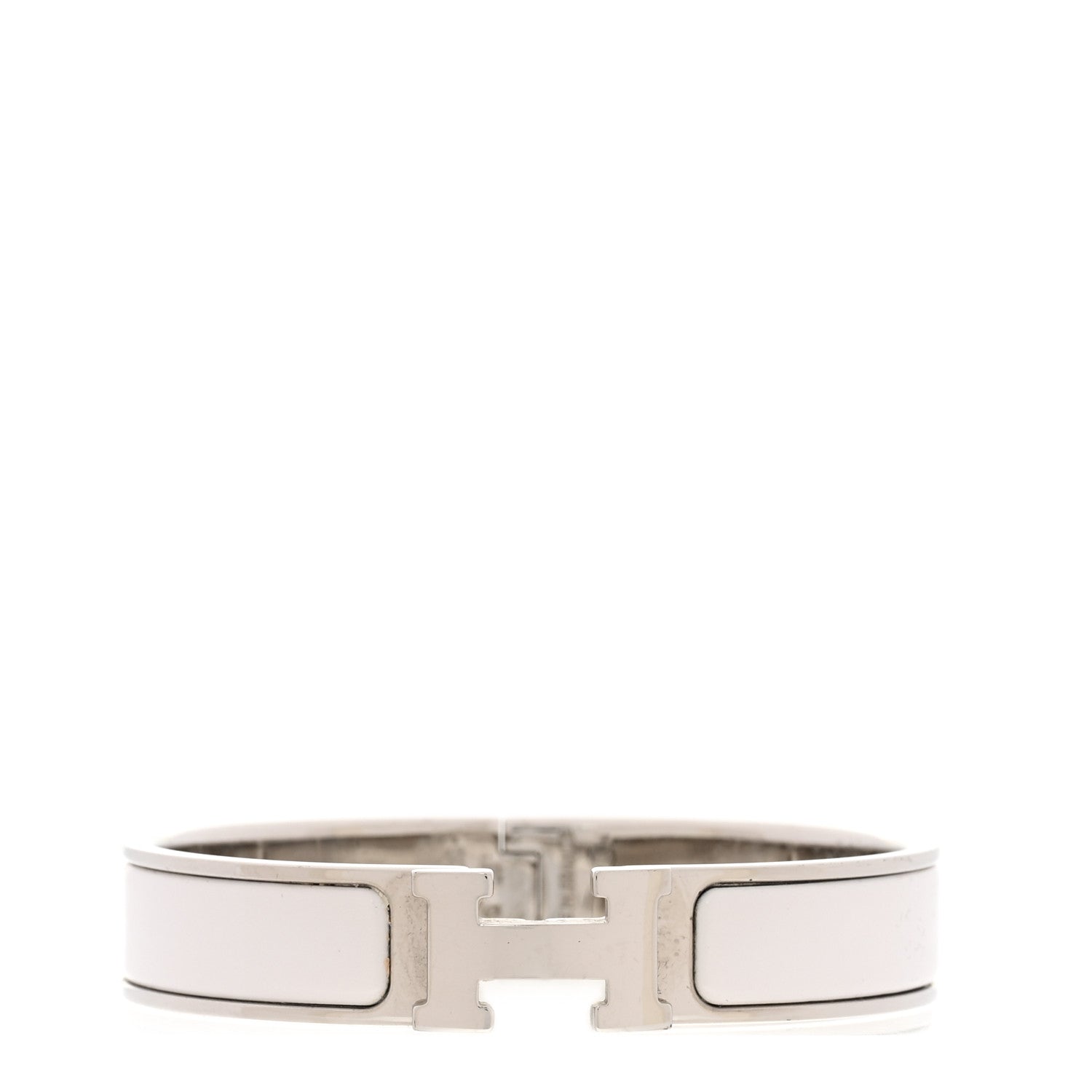 Hermes Enamel Narrow Clic Clac H Bracelet PM White 1 of 5