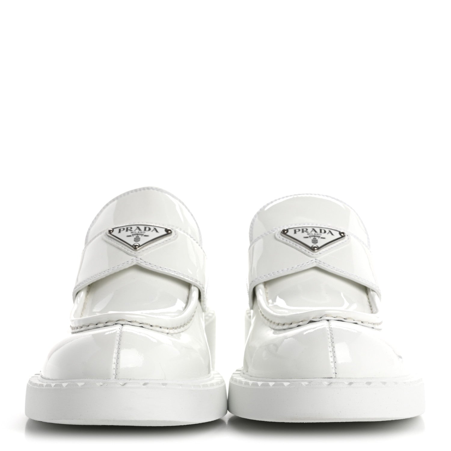 Prada Vernice Triangle 50mm Loafers 39.5 White 2 of 9