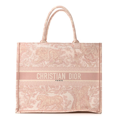 Christian Dior Canvas Toile De Jouy Embroidered Large Book Tote Pink 1 of 12