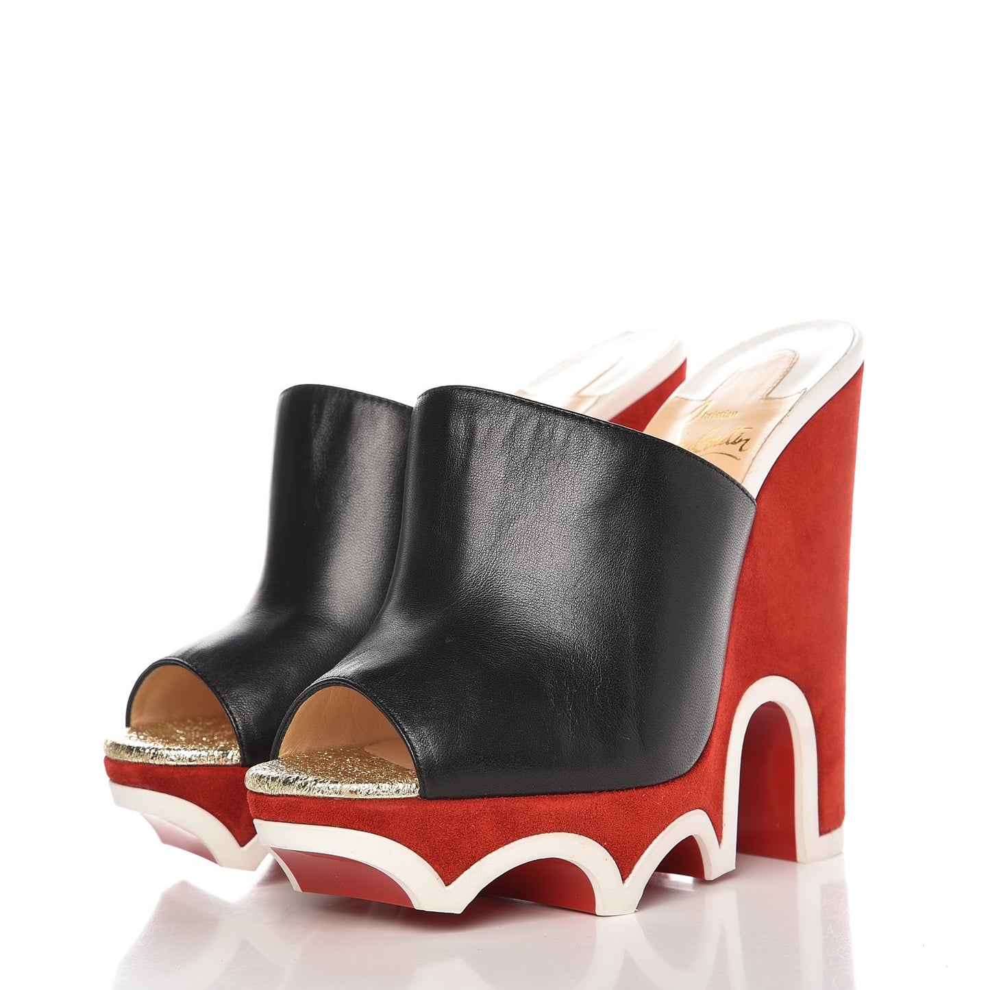 Nappa Suede Mulacramp 140 Sandals 37.5 Black Red