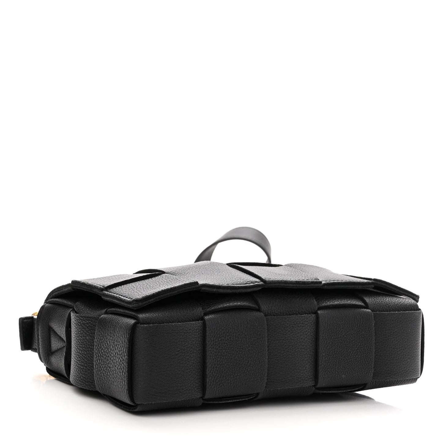 Grained Calfskin Maxi Intrecciato Cassette Crossbody Bag Black