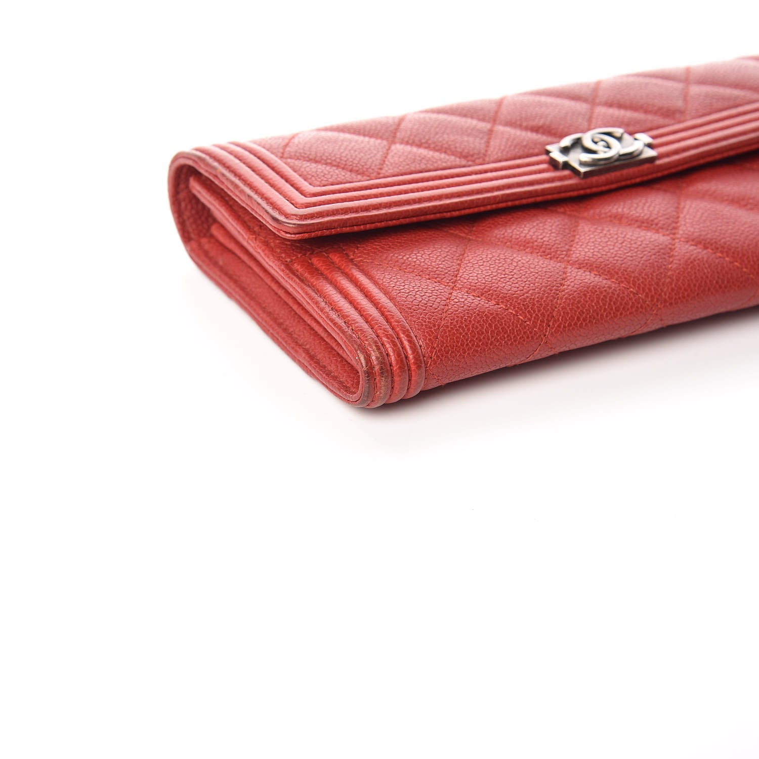Chanel Caviar Quilted Boy Flap Wallet Red 11 of 18