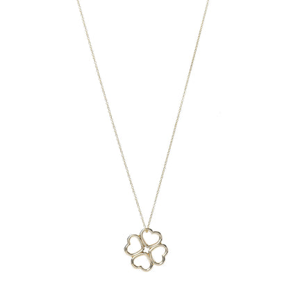 Tiffany 18K Yellow Gold Loving Heart Clover Pendant Necklace 1 of 5