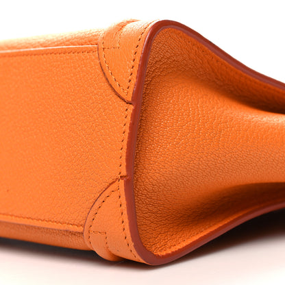 Celine Drummed Calfskin Nano Luggage Bright Orange 9 of 12