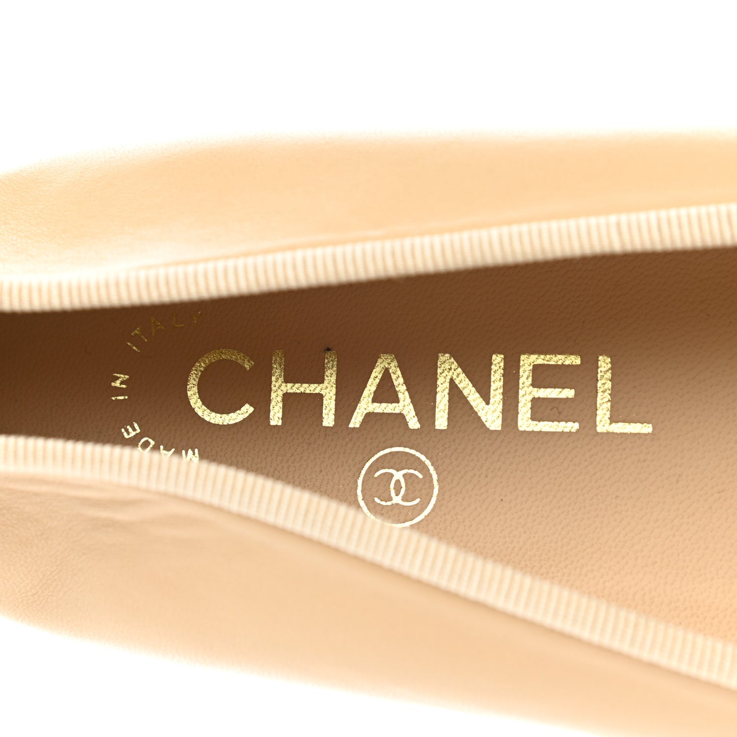 Lambskin Cap Toe Ballerina Flats 38.5 Beige Black