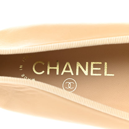 Chanel Lambskin Cap Toe Ballerina Flats 38.5 Beige Black 8 of 9