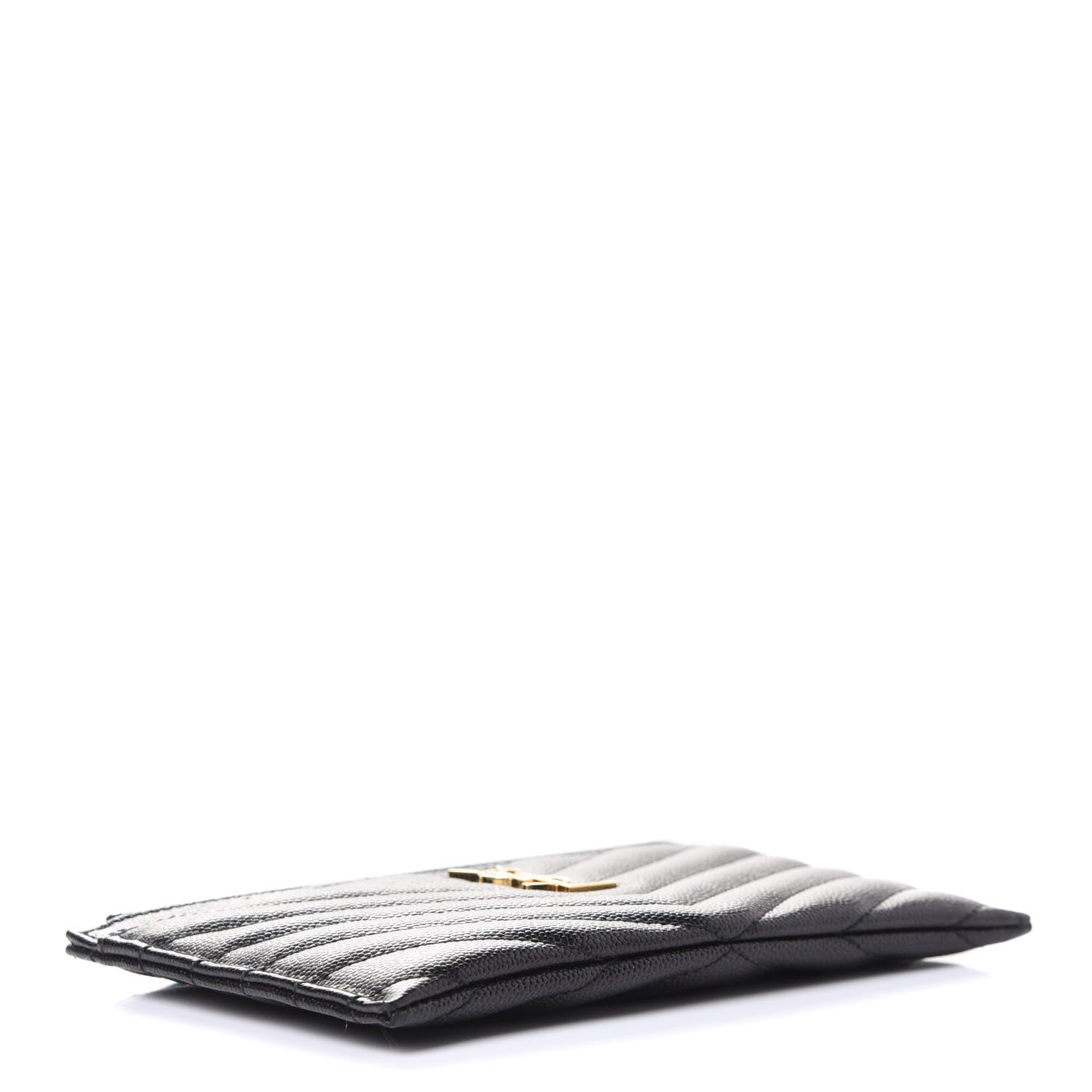 Saint Laurent Grain De Poudre Chevron Monogram Bill Pouch Black 3 of 4
