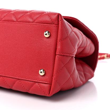 Chanel Caviar Lizard Embossed Quilted Small Coco Handle Flap Red 9 of 10