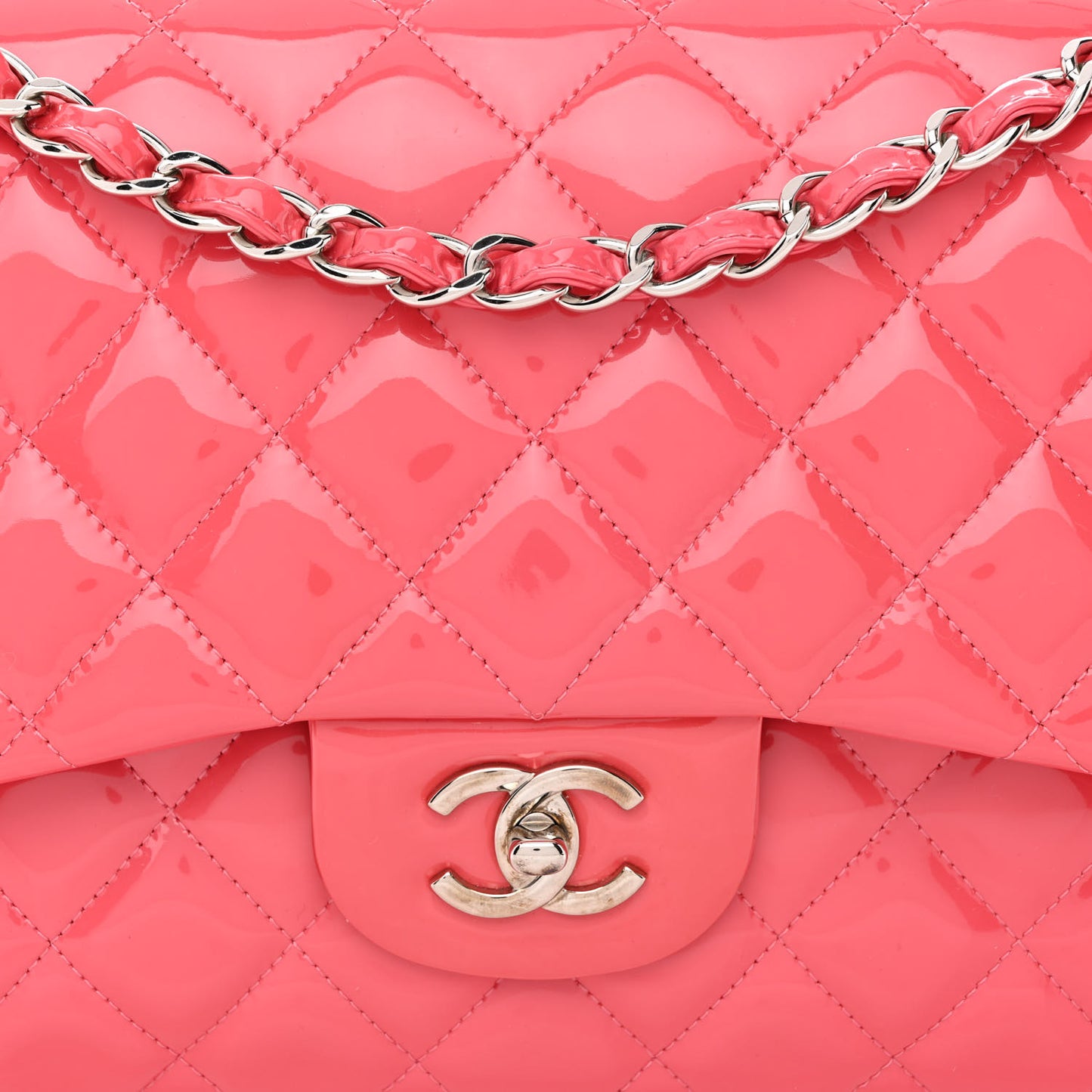 Patent Quilted Jumbo Double Flap Pink