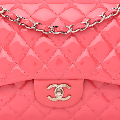 Chanel Patent Quilted Jumbo Double Flap Pink 8 of 10