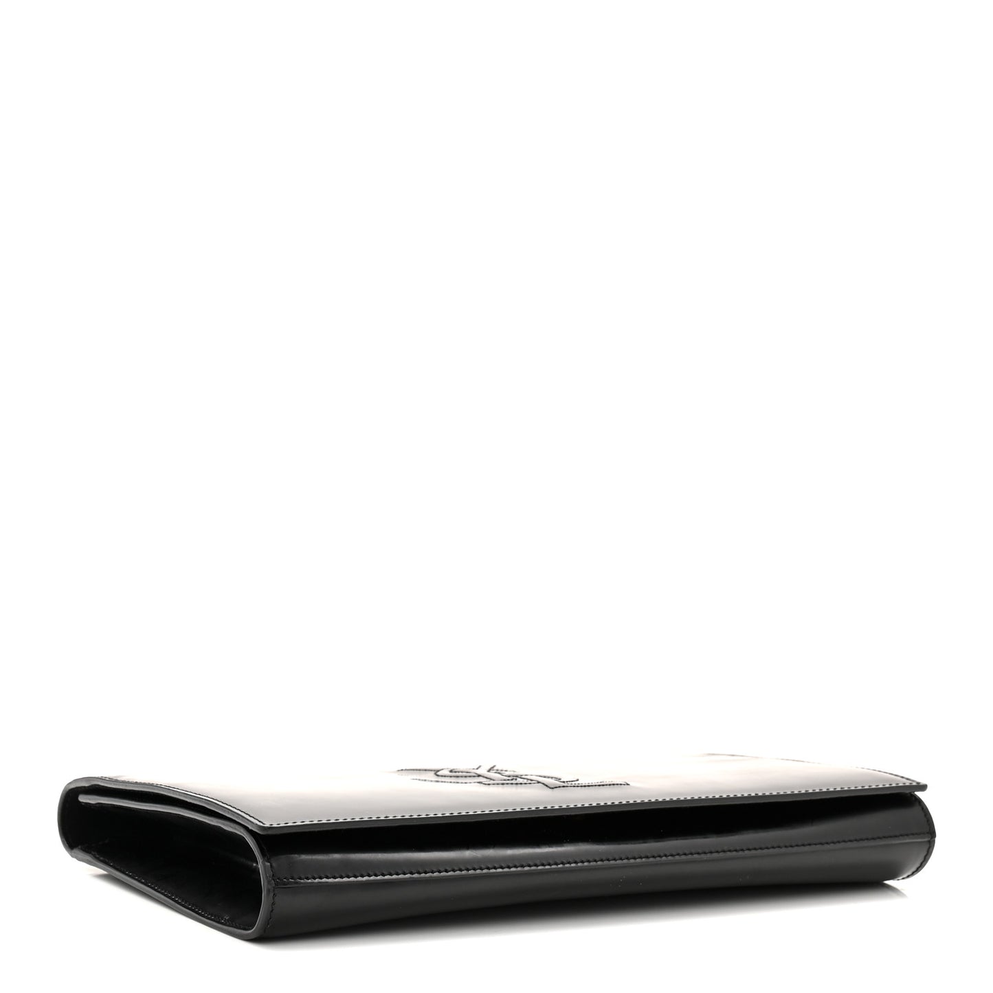 Patent Calfskin Monogram Large Belle De Jour Clutch Black