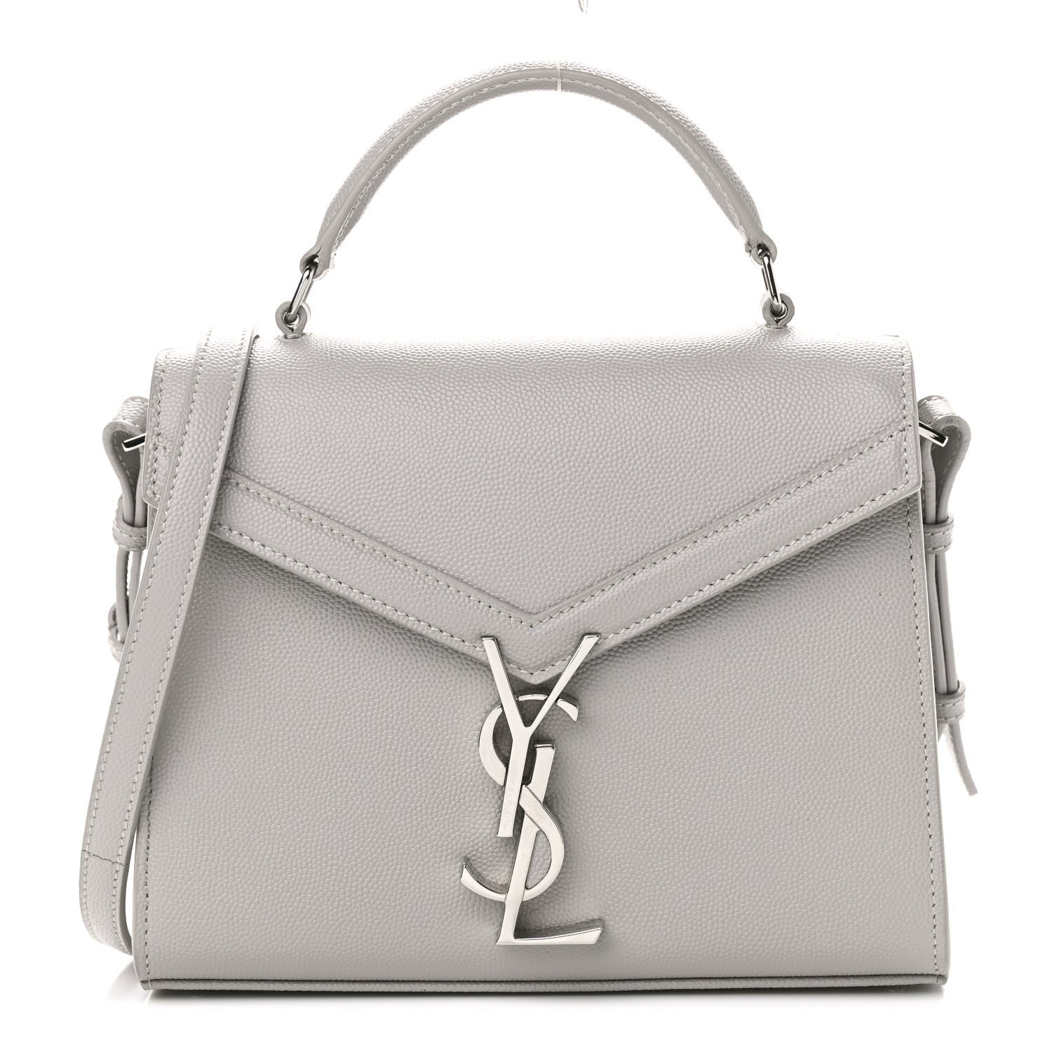Saint Laurent Grain de Poudre Mini Classic Monogram Cassandra Top Handle Granite 1 of 9