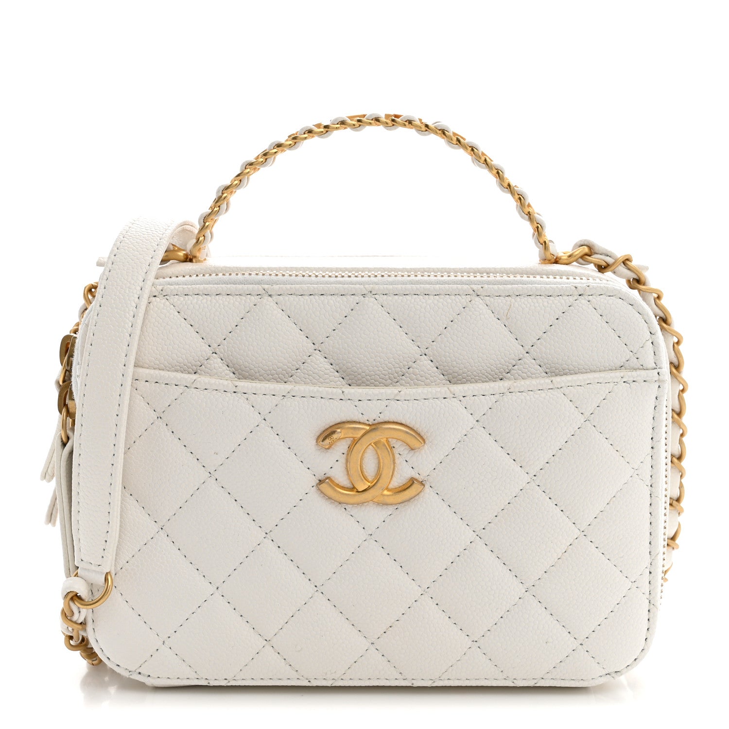 Chanel Caviar Quilted Pick Me Up Small Vanity Case  White 1 of 11