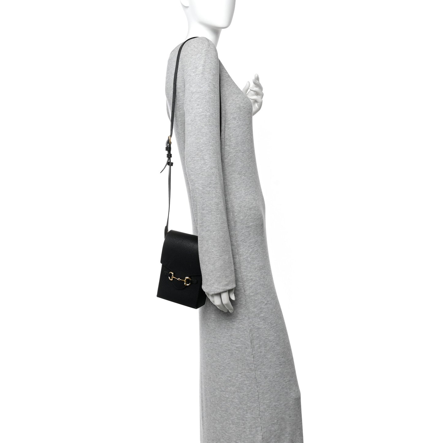 Dollar Calfskin Vertical Horsebit 1955 Crossbody Bag Black
